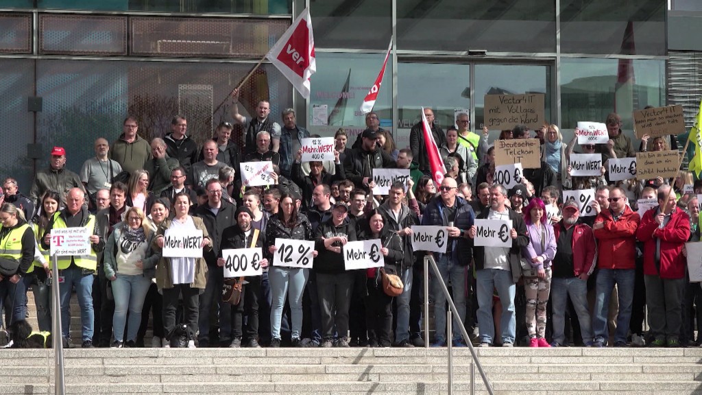 Foto: Telekom-Mitarbeitende im Streik