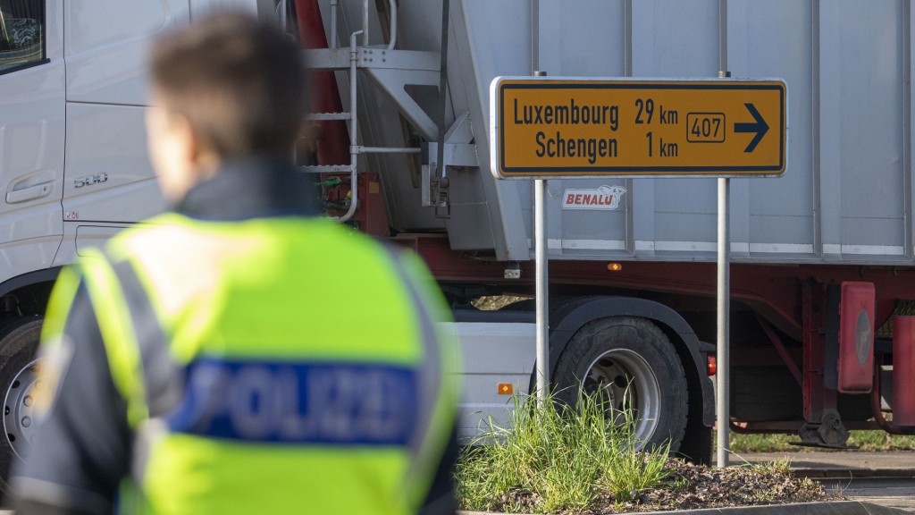 Grenzkontrolle am Grenzübergang in Schengen