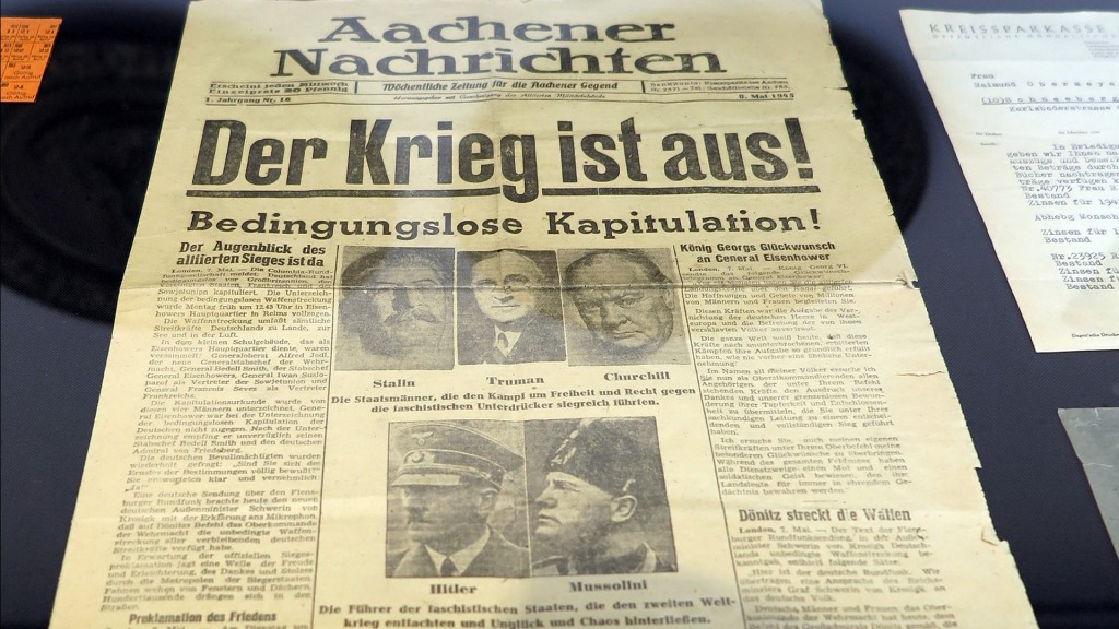 Ende des zweiten Weltkriegs, Aachener Nachrichten 8. Mai 1945