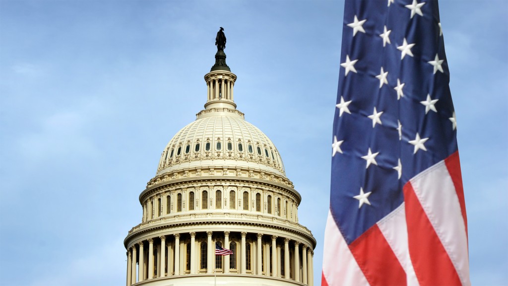 Capitol in Washington mit der US-Flagge