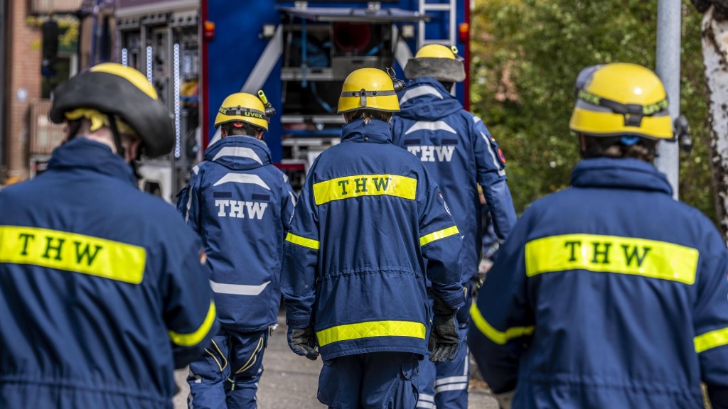 THW (Technisches Hilfswerk). Teilnehmer eines Übungseinsatzes