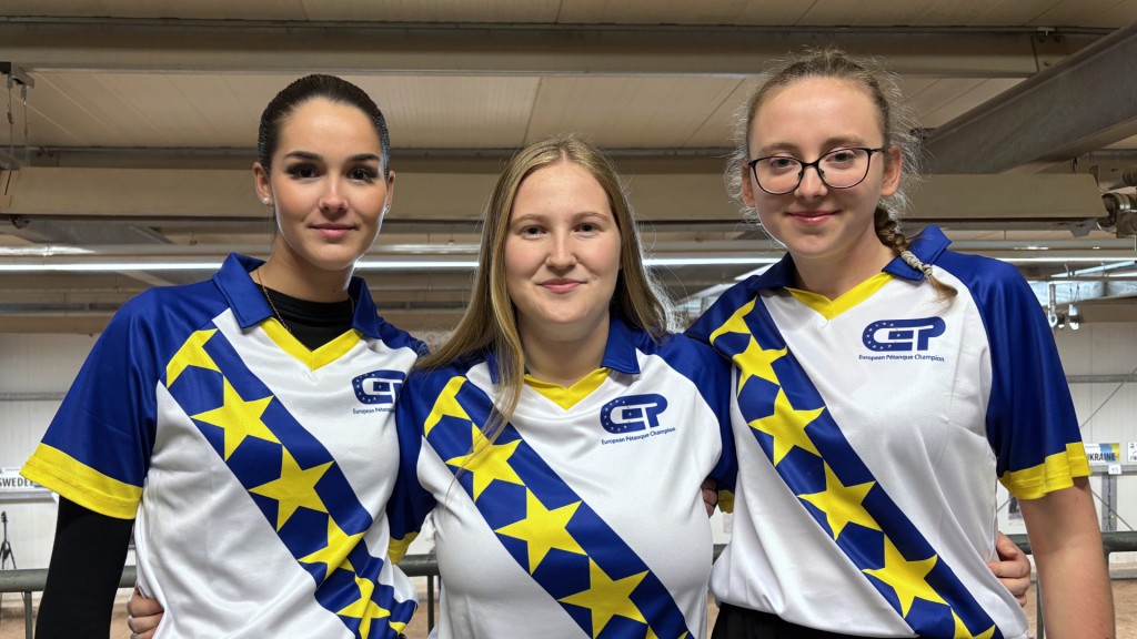 Pétanque-Europameisterinnen beim Länderpokal im Saarland (von links): Silvana Lichte, Celine Grauer und Mercedes Strokosch