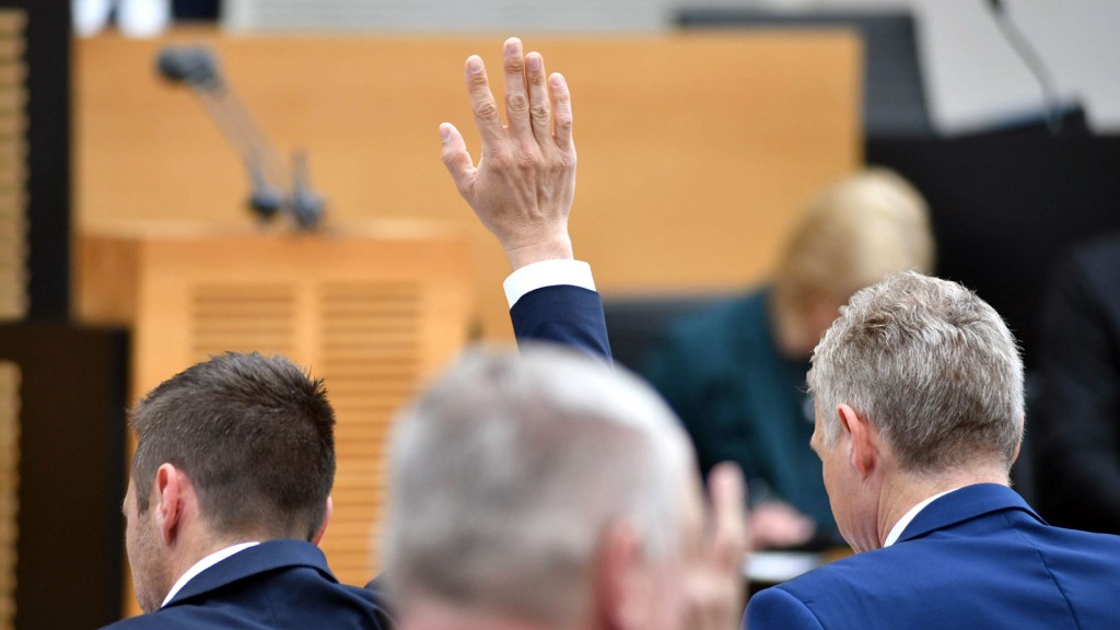 Foto: Hand-Abstimmung im saarländischen Landtag