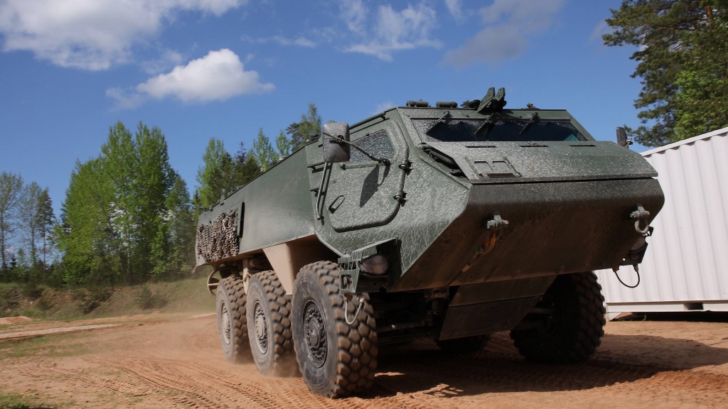 Ein Patria 6x6 Transportpanzer, Fotografiert 2021