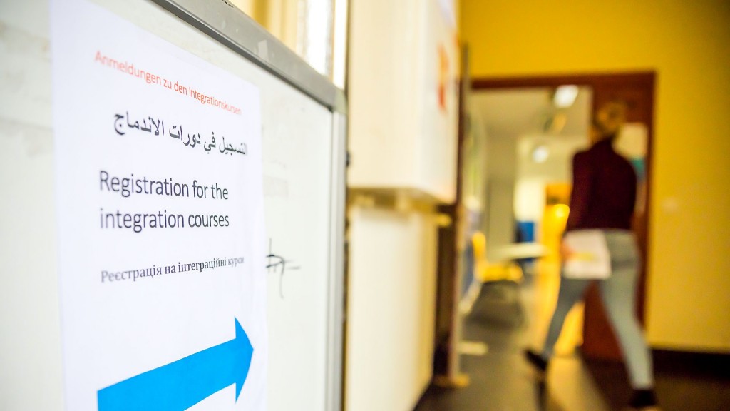 Schild für einen Integrationskurs 