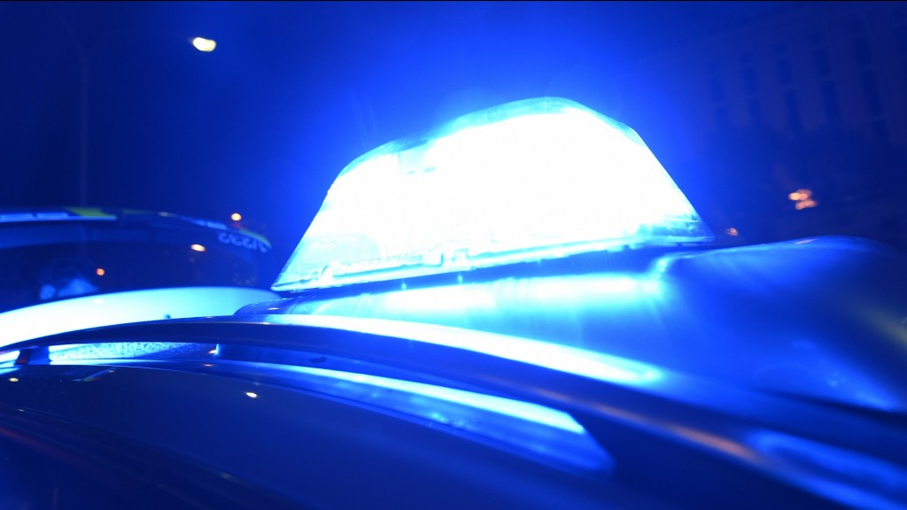 Blaulicht eines Polizeifahrzeugs bei Nacht