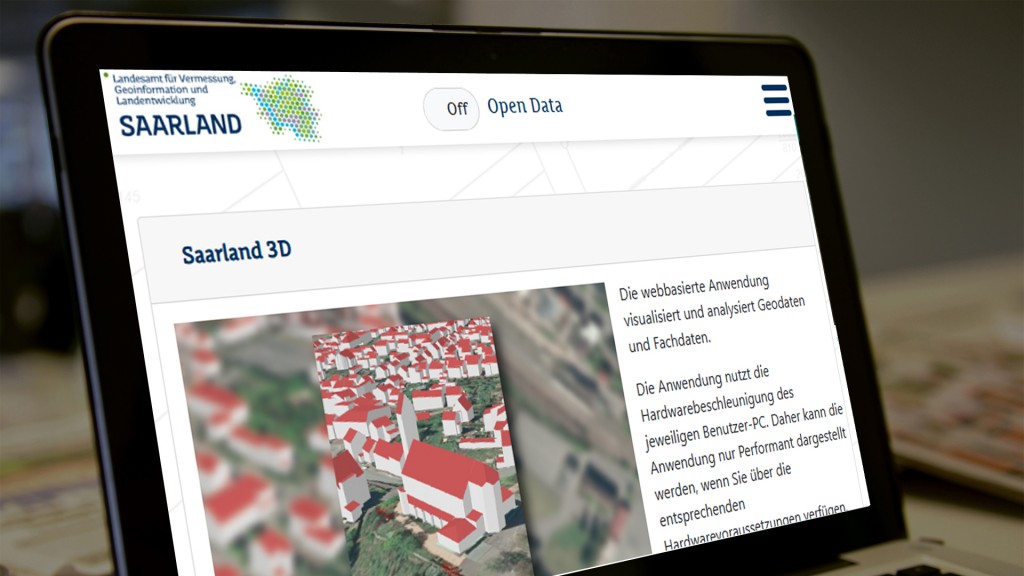 Foto: Laptop mit Saarland 3D