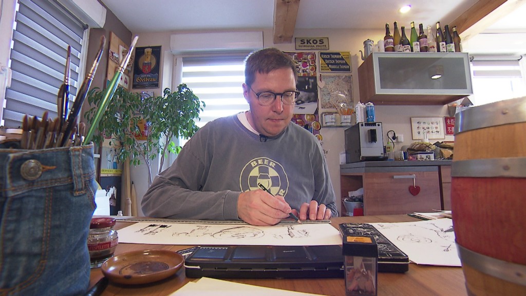 Foto: Laurent Bessot malt mit Wein