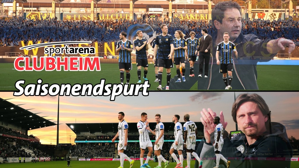 Foto: Collage der Mannschaften SV Elversberg und 1. FC Saarbrücken mit Trainern