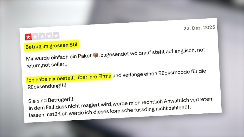 Foto: Screenshot einer Bewertung 