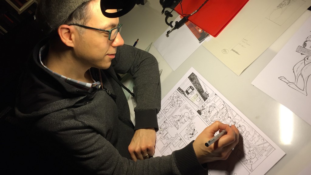 Bernd Kissel beim Comiczeichnen
