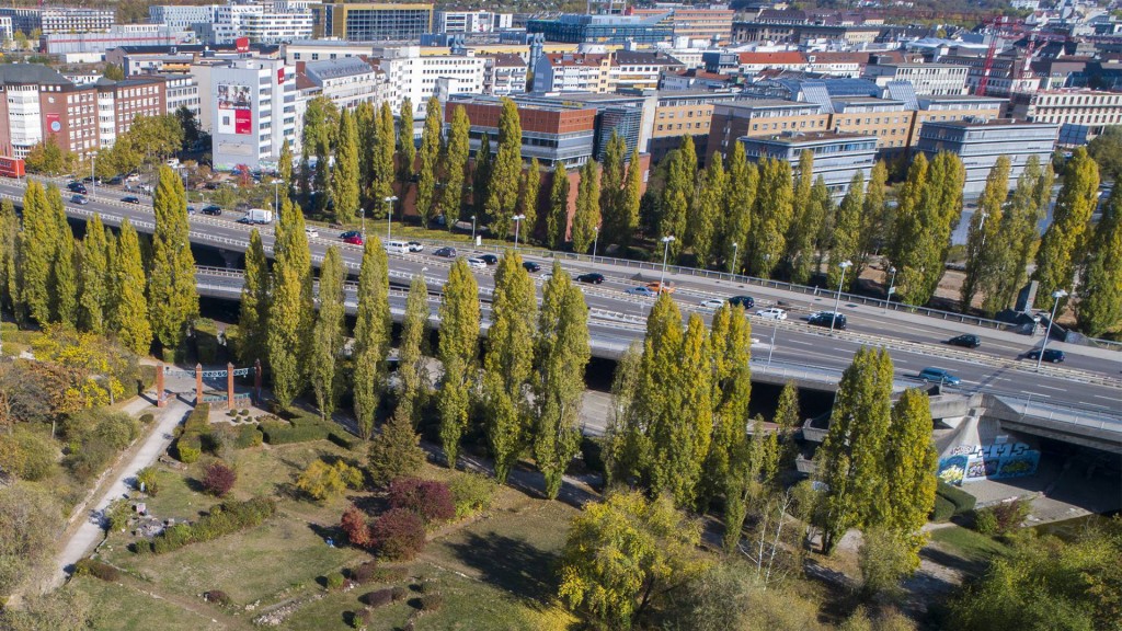 Luftaufnahme vom Bürgerpark in Saarbrücken