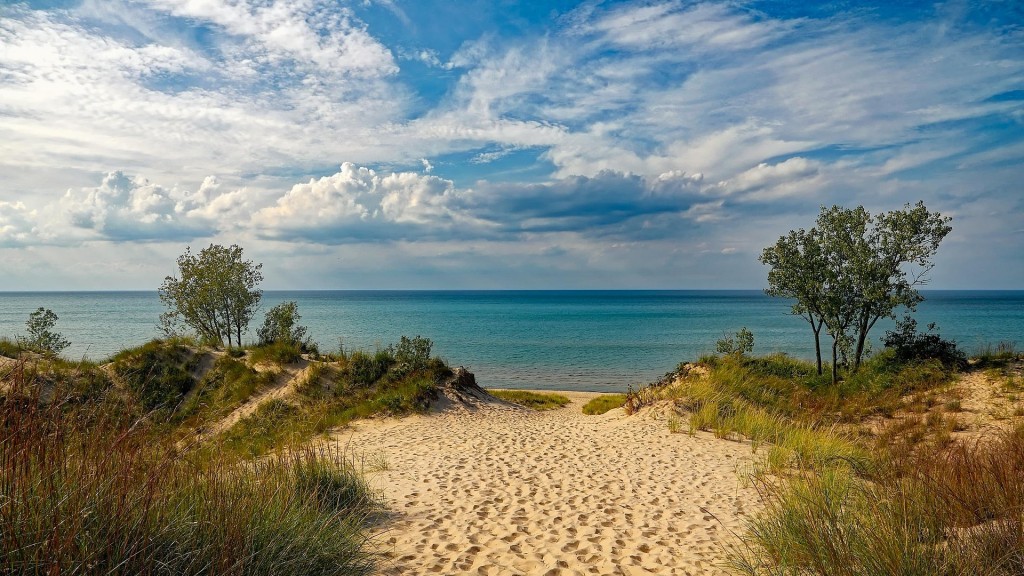 Dünenlandschaft mit Blick aus blaue Meer