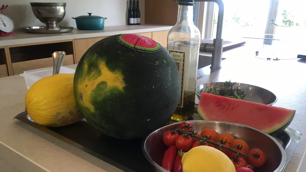 Zutaten für Melonencarpaccio mit karamellisiertem Ziegenfrischkäse