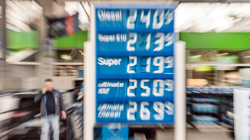 Foto: Zoom auf eine Preisanzeigetafel einer Tankstelle