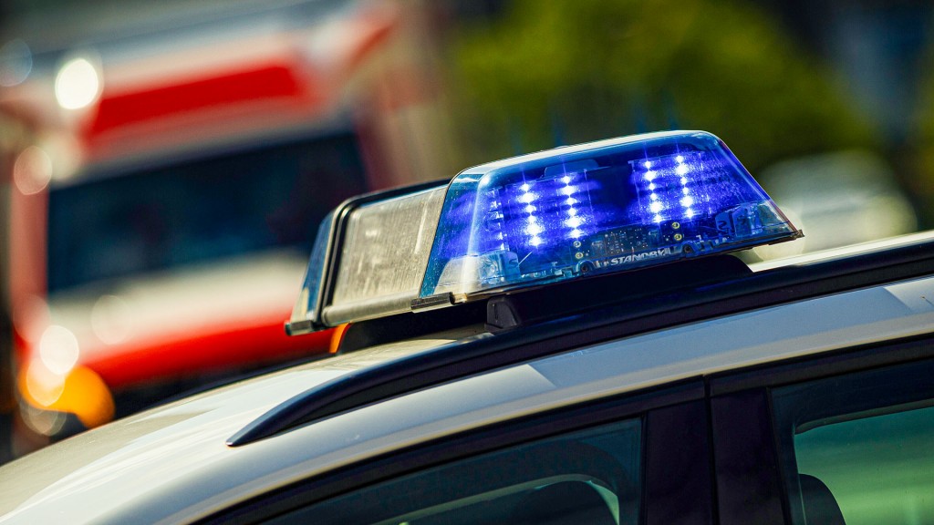 Foto: Ein Rettungswagen ist hinter einem Blaulicht zu erkennen
