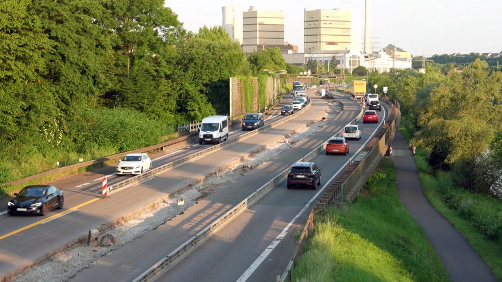 Baustelle auf der Stadtautobahn A 620 zwischen Saarbrücken und Völklingen