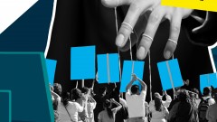Collage Protest und Marionetten