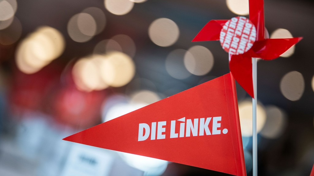 Fähnchen und Windräder mit dem Logo der Partei Die Linke (Foto: picture alliance/dpa | Lino Mirgeler)