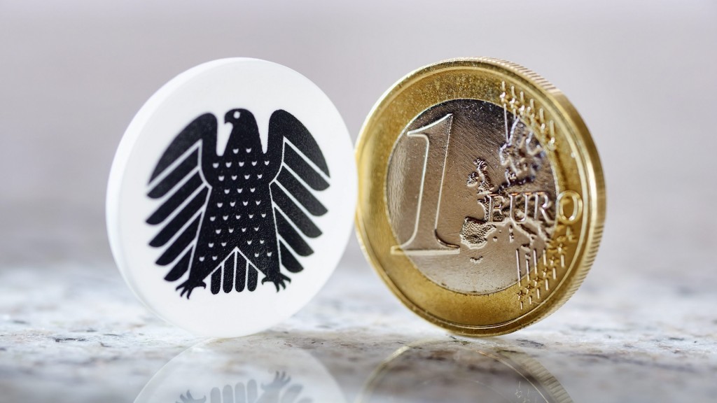 Symbolbild Staatsetat. Bundesadler und Euromünze