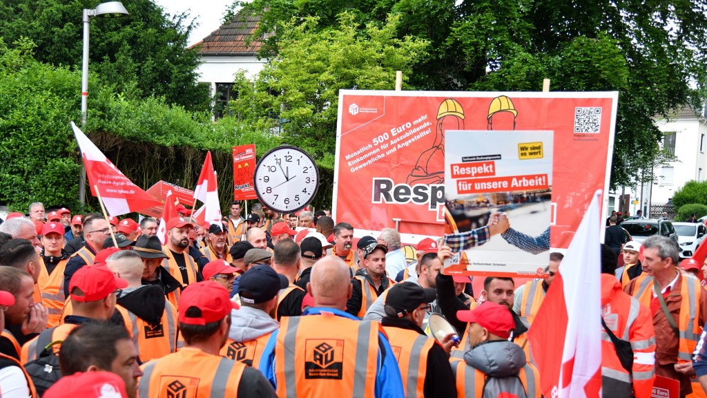 Streikende der Gewerkschaft IG-Bau