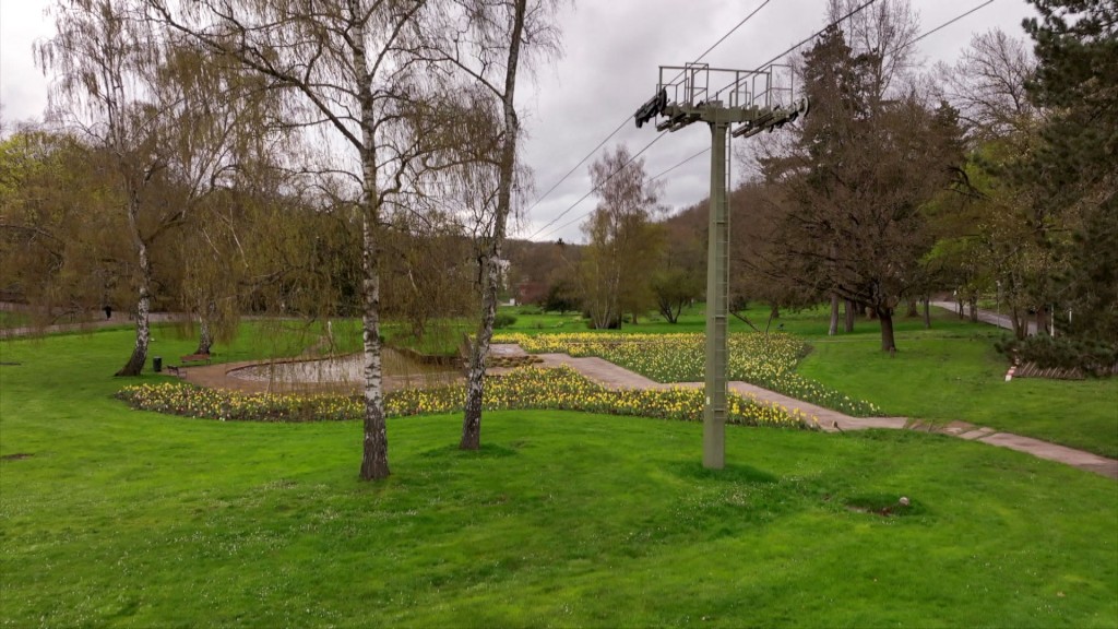 Stütze der Seilbahn im Deutsch-Französischen Garten