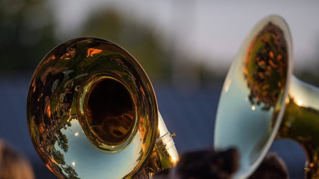 Ein Musiker spielt Tuba