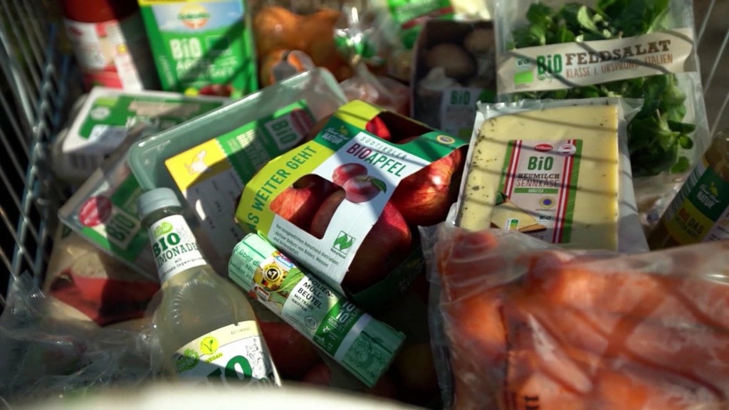Foto: Bioprodukte im Einkaufswagen