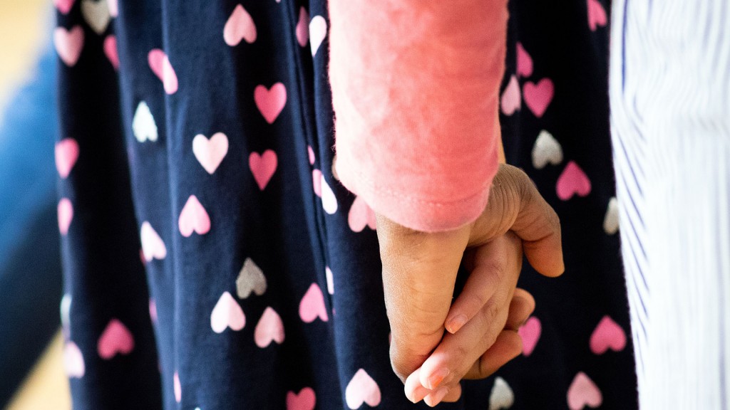 Ein Kind hält die Hand eines Erwachsenen