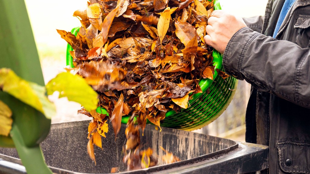 Foto: Ein Mann wirft Herbstlaub in die Biotonne