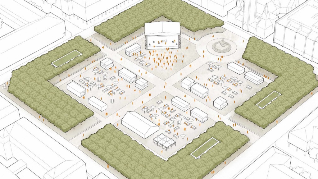 Foto: Großer Markt in Saarlouis - Skizze Architekturbüro