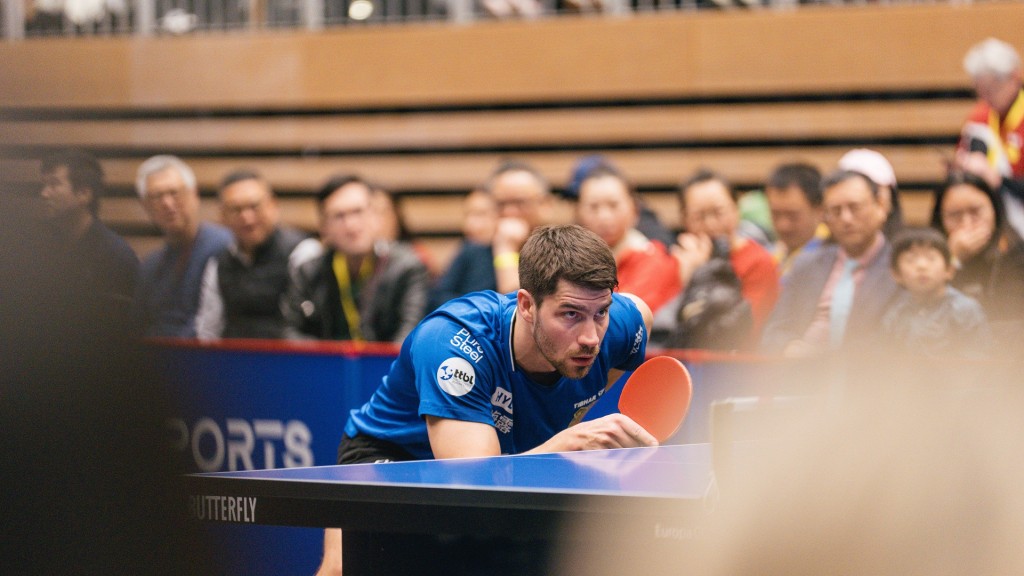 Foto: Patrick Franziska (1. FC Saarbrücken Tischtennis) am 15.02.2026 in der Bundesliga bei Borussia Düsseldorf