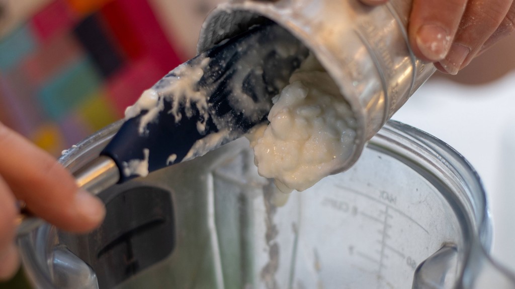  Joghurt-Frischkäse wird in einen Mixer gefüllt