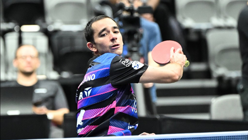 Foto: Hugo Calderano vom FCS TT beim Viertelfinale des Deutschen Tischtennis-Pokals am 29.8.2026