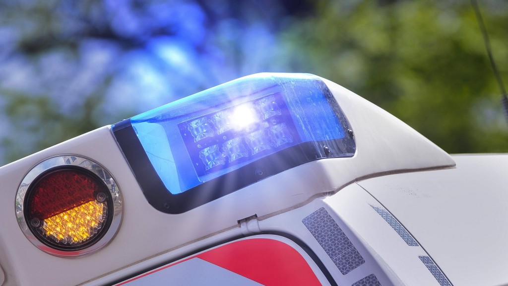 Foto: Ein strahlendes Blaulicht an einem Krankenwagen 